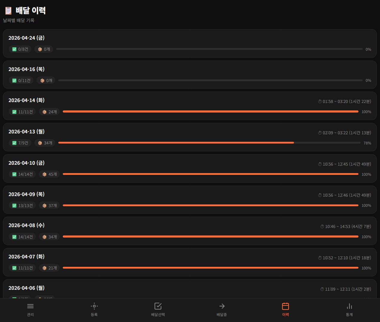 도시락 배달용 앱